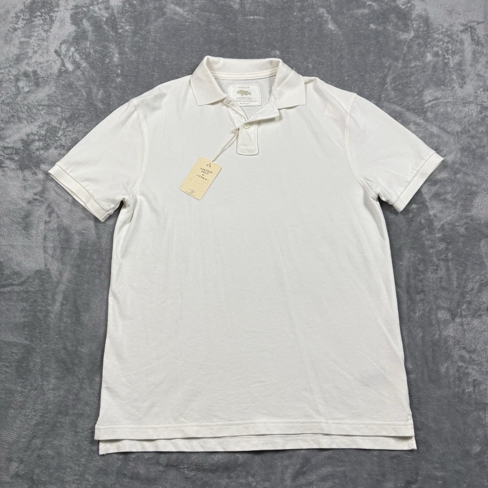 J. Crew Vintage Men's Medium White Polo Shirt Preppy Old Money NWT